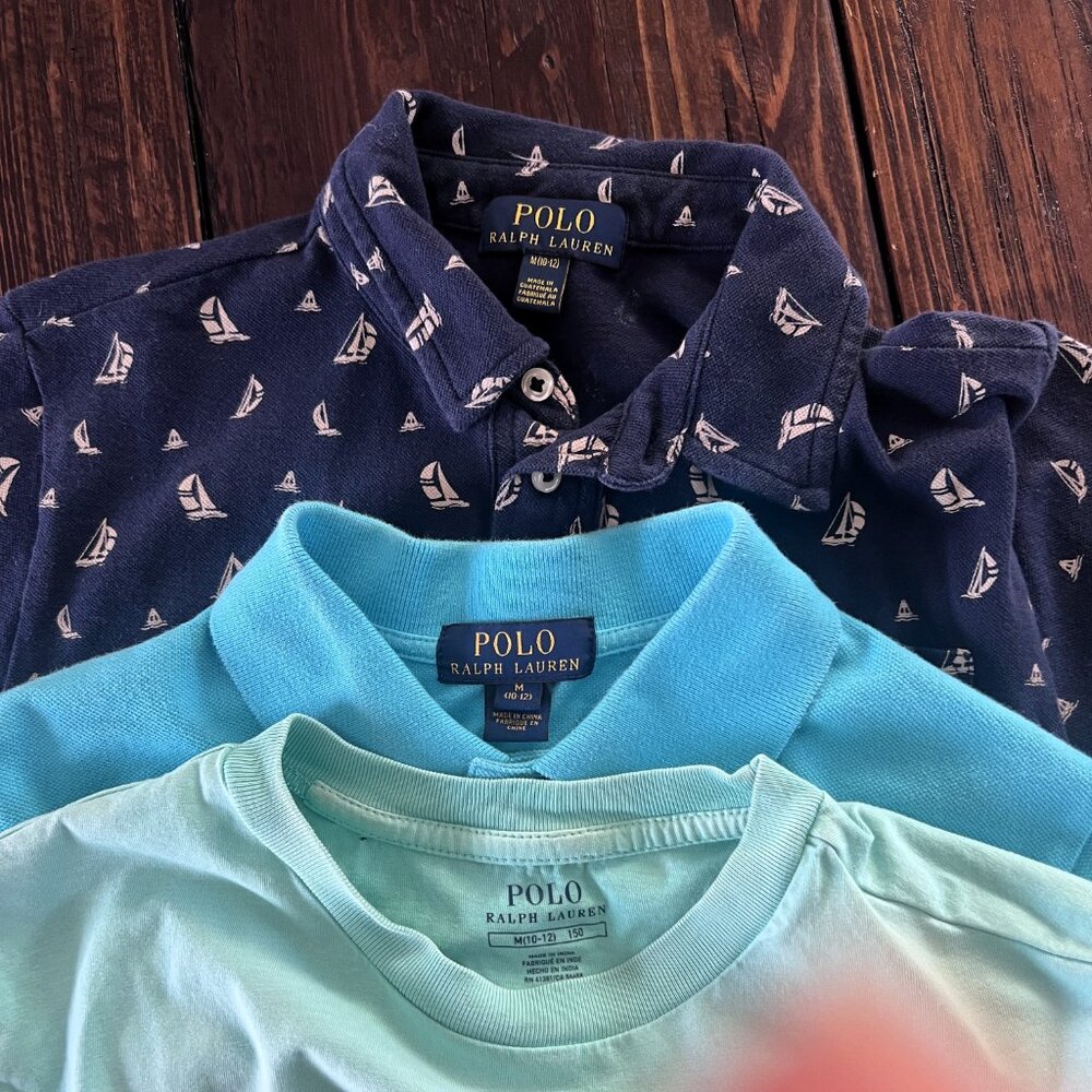 Polo Ralph Lauren Boys LOT Medium Short Sleeve Summer Nautical Pony Shirt - Picture 7 of 14